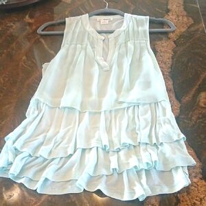 Light Mint Sleeveless Ruffle Blouse